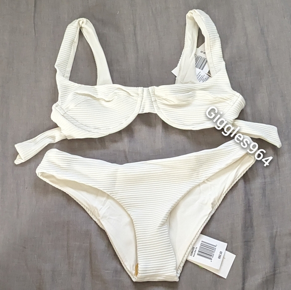 L*Space Nikita Sandy Eco Rib Bikini Set Cream